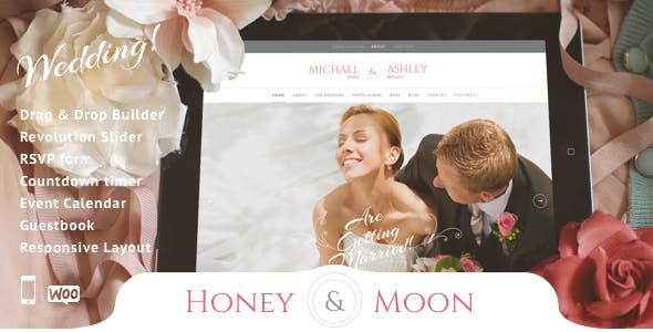 Wedding Invitation WordPress Themes 2020 - Honeymoon