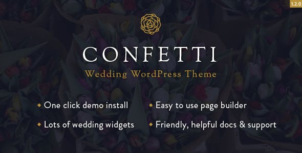 Top Wedding WordPress Theme for Save the Date 2020- Confetti