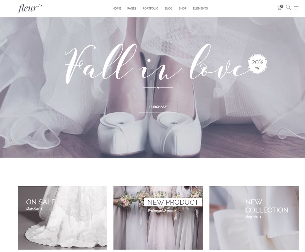 Wedding Dress Online Store WordPress Theme - Fleur