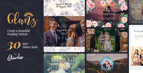 Wedding RSVP website WordPress theme - Glanz